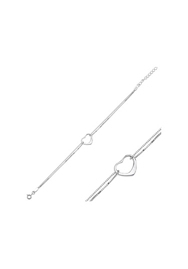 925 Ayar Gümüş Kalp Bileklik