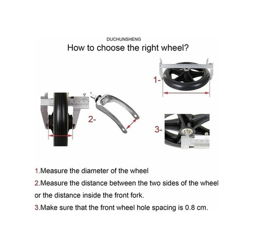 Fastbuy 8 İnç Gri Siyah Sandalye Tekerlekleri, 2 Adet Yedek, Kaymaz Pvc, 190mm, Sandalye Ve Yürüteç İçin -