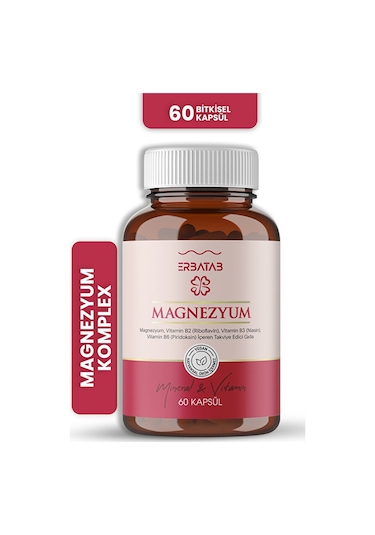 Erbatab Magnezyum Bisglisinat Sitrat Malat & Vitamin B2 B3 B6 3'lü Form 60 Kapsül