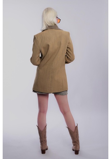 Madmext Haki Bağlama Detaylı Blazer Kadın Ceket Mg2482 Haki