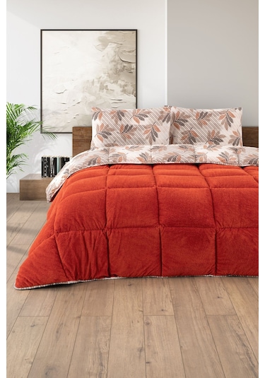 Battal Wellsoft Yorgan Çift Taraflı Yastık Kılıflı 215x235 Cm Turuncu