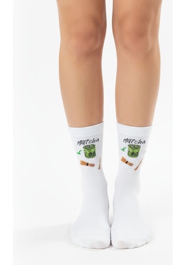 Gost Liria Macha Socks Desenli Unisex Soket Çorap Beyaz