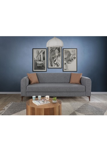 Ferranti Yataklı Sandıklı Üçlü Kanepe Açık Gri Açık Gri