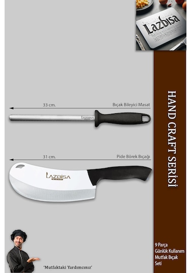 Hand Craft Pro Serisi Mutfak Bıçak Seti 9 Parça Mfp-386 Ahşap - Siyah