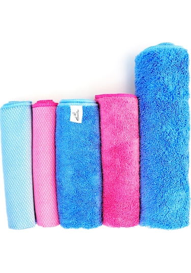 SmartBee Premium Mikrofiber Ev Temizlik Paketi Mavi - Pembe
