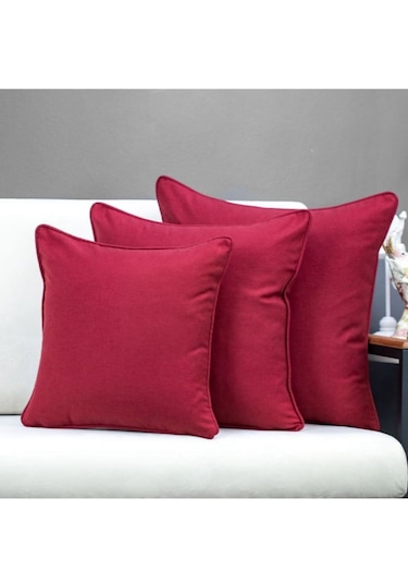 Keten 43x43 Kırlent Kılıfı 2'liı Fermuarlı Evtex Bordo