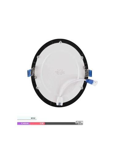 Ack Ap01-01231 12w Slim Led Panel Siyah 6500k Beyaz Işık Gömme Spot Lamba Siyah