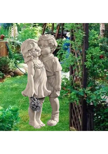 Suntek Bahçe Heykeli Dekorasyon Erkek Ve Kız 15x8x4cm