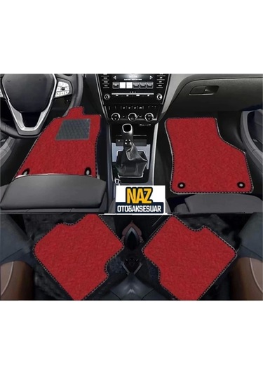 Volkswagen Caddy 2010 - 2015 Kırmızı Halı Siyah Kenar Petek Topuk