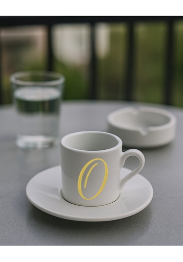 Türk Kahvesi Fincanı Harf, Espresso Fincanı Harf Beyaz - Altın9