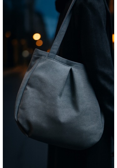 Yunusoğlu Home Gri Çok Amaçlı Premium Oversize Düz Orta Boy Kanvas Kadın El Ve Omuz Çantası Grii