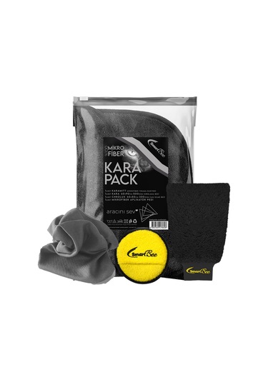 Karapack Mikrofiber Oto Yıkama Paketi – Siyah