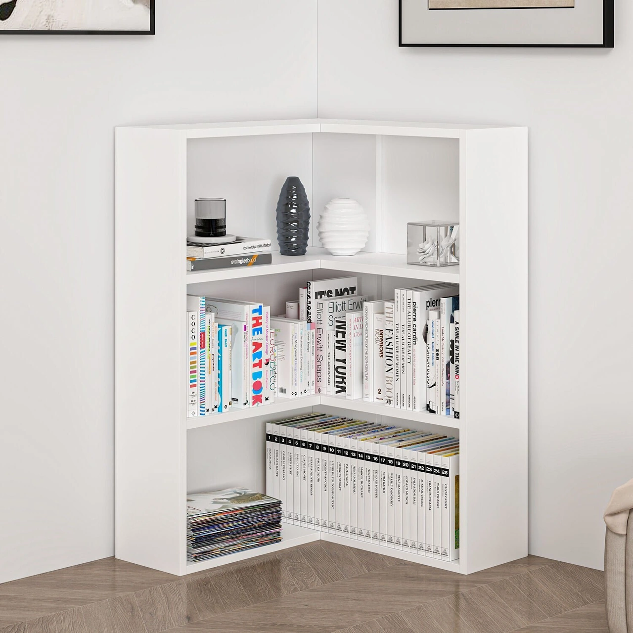 Adel 2 Raflı Köşe Kitaplık - Beyaz Beyaz