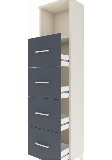 Arges Dolap Tek Raflı 4 Çekmeceli 44x30x182 Aytaşı-antrasit Aytaşı