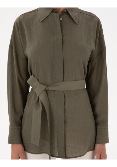 Pierre Cardin Kadın Haki Gömlek Desenli 50306501-vr027 Haki