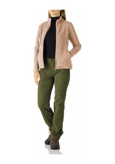 Genıus Store Kadın Tam Fermuarlı Kalın Outdoor Polar Ceket Somon