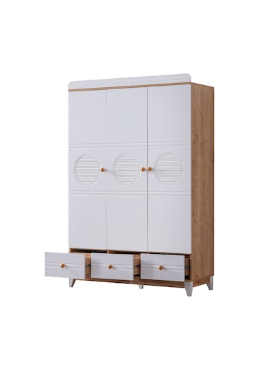 Antalya Yavrulu Karyola, Alvin 3 Kapaklı Dolap, Şifonyer - Ceviz