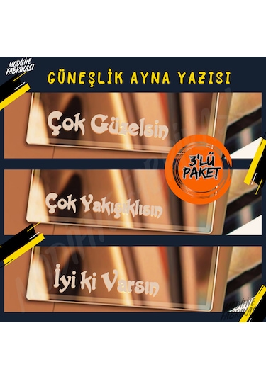 Güneşlik Ayna Sticker Seti 3'lü Paket