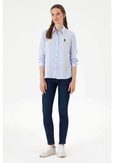 U.s. Polo Assn. Kadın Açık Mavi Gömlek Desenli 50316429-vr003 Acık Mavı
