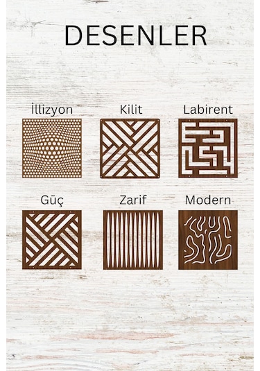 Lazer Kesim Sarkıt Paravan, Ahşap Separatör, Oda Bölücü 4'lü Panel Levha Modern Model