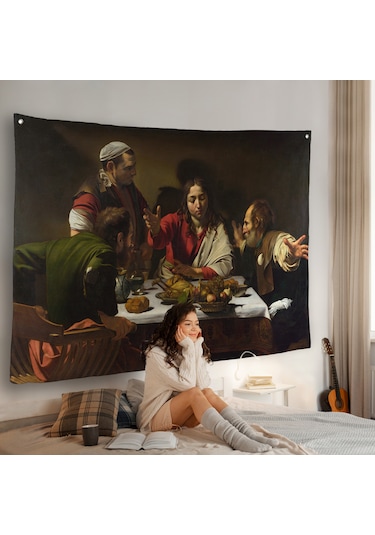 Caravaggio - Emmaus'ta Akşam Yemeği Duvar Örtüsü - Supper At Emmaus-7137