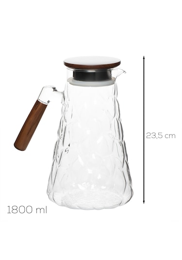 Porsima 6504 Violet Sızdırmaz Kapaklı Ve Kulplu Cam Başucu Sürahisi 1800ml