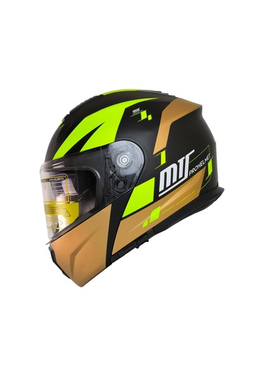 Motoanl Güneş Vizörlü Ece 22.06 Sertifikalı New Motor Kaskı V2 Wx9 Siyah Sarı