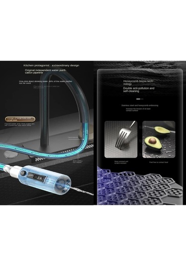 ﻿ Çelik 7 Fonksiyon Arıtmalı Fiskiye Akıllı Eviye Ve Batarya Seti Antrasit