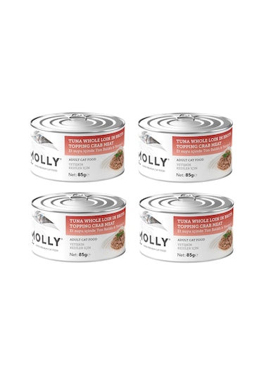 Molly Ton Ve Yengeçli Et Suyu İçinde Yetişkin Kedi Konservesi 85 Gr. X 4 Adet