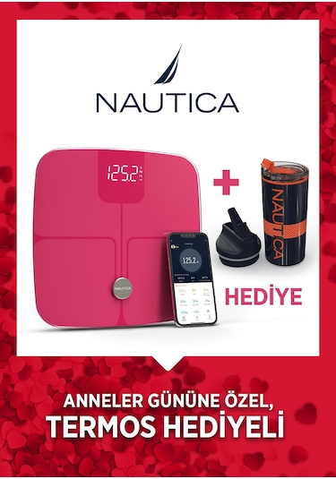 Nautica Vücut Analizli Smart Akıllı Bluetooth Tartı Baskül + Nautica 500 Ml Termos Hediyeli