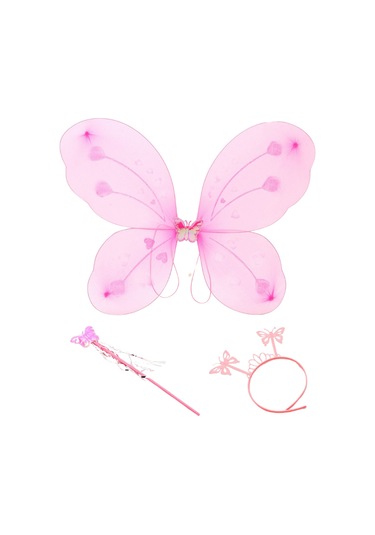 Kelebek Kanat Seti Kanat, Taç Ve Asa Pembe 1-12 Yaş