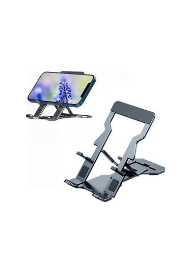 Cbtx H12 Evrensel Katlanabilir Cep Telefonu Tablet Metal Braket Masaüstü Tutucu Standı - Gri Gri