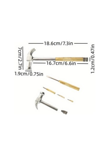 Willowhaven 5'li 1 Arada Mini Çekiç Tornavida Ceviz Kıracağı Ev Dıy Kamp Çok Amaçlı Çelik Başlı
