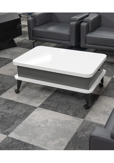 5 Kademeli Tekerli Akıllı Sehpa Antrasit - Beyaz