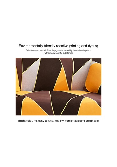 Sones Çift Kişilik Tam Kapsama Elastik Kaymaz Kanepe Kılıfı Geometrik Turuncu