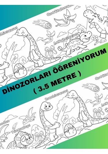 Dinozorları Öğreniyorum Eğlenceli Boyama Kağıdı 3.5 Metre