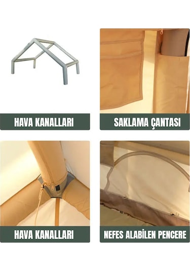 Robo 6 Kişilik 4 Mevsim Şişme Kamp Çadırı (Oxford 210T UPF>40 Kumaş, -40 °C'ye Kadar Kullanım)