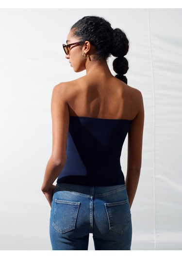Dilvin 32841 Bağlamalı Bandeau Top-k.lacivert