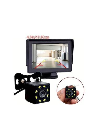 Xuweiwei Chıcoque 1 10.92 Cm 8led Xfk 4.3 İnç Lcd Ekran Ve Arka Kamera Net Gece Görüşü Pickup Suv Sedan Rv İçin Evrensel Geri Görüş Kiti