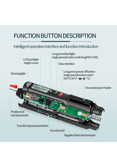 Agoodshop A3007 6000 Sayım Dijital Kalem Multimetre - Siyah