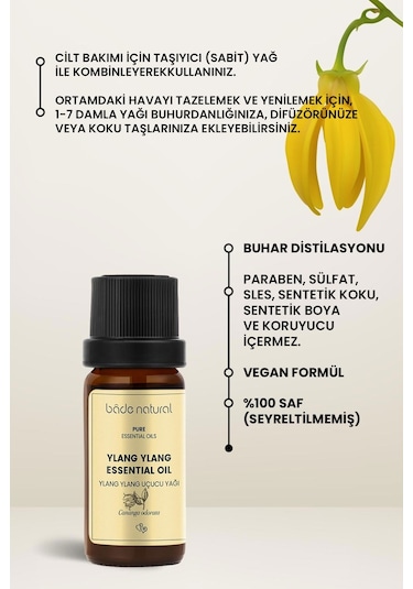 Bade Natural Ylang Ylang Uçucu Yağı %100 Saf 10 ML