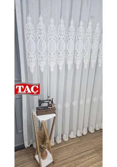 Nakışlı Kort Damask Salon Model Tarz Tasarım Force Exculusive 3 Kat Pileli Tül Perde Kortforcebyz