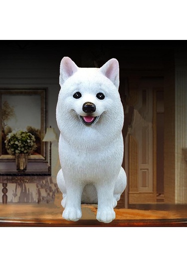 Suntek Samoyed Figür Araba Dekorasyonu Köpek Heykeli Masa Yatak 5cmx6,5cmx10,5cm