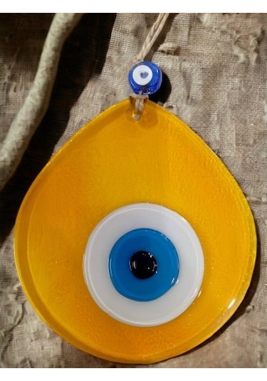 Mavi Nazar Boncuklu Şeffaf Bal Renk Nazar Boncuklu Damla Desen El Yapımı Duvar Süsü 02-10mm 5yards