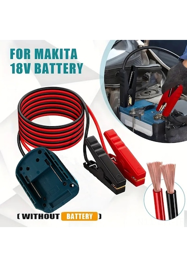 Youtek Makita Akülü Araç Starter Kablosu - 18v 12awg 1.75m, Abs+bronz, Araç Acil Başlatıcı, Dış Aktivite Enerji Kaynağı