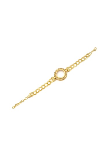 Altın Kaplama İmitasyon İşlemeli Figaro Model Çeyrek Çerçeve Bileklik Blk-1161 Altın