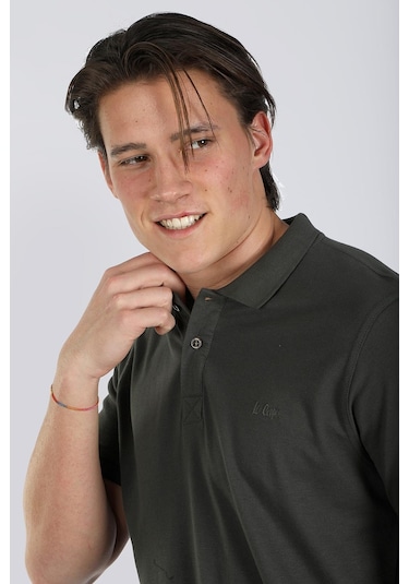 Lee Cooper Twins 1 Erkek %100 Pamuk Pike Polo Yaka T-shirt Olive-17957 Olive
