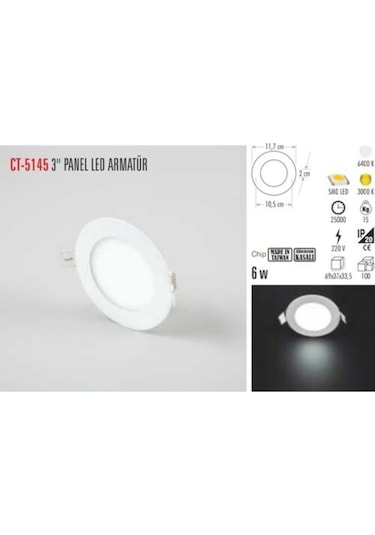 Ct-5145 6 Watt 3 Inç Slim Led Panel Armatür %100 Alüminyum Gün Işığı Diğer