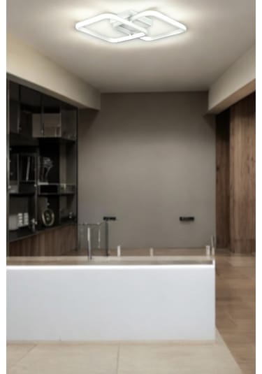 Kira Beyaz Renk Salon - Mutfak - Hol Beyaz Led 2 Li Avize Beyaz