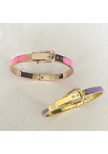 Mineli Rose Gold İkili Çelik Kelepçe Çok Renkli